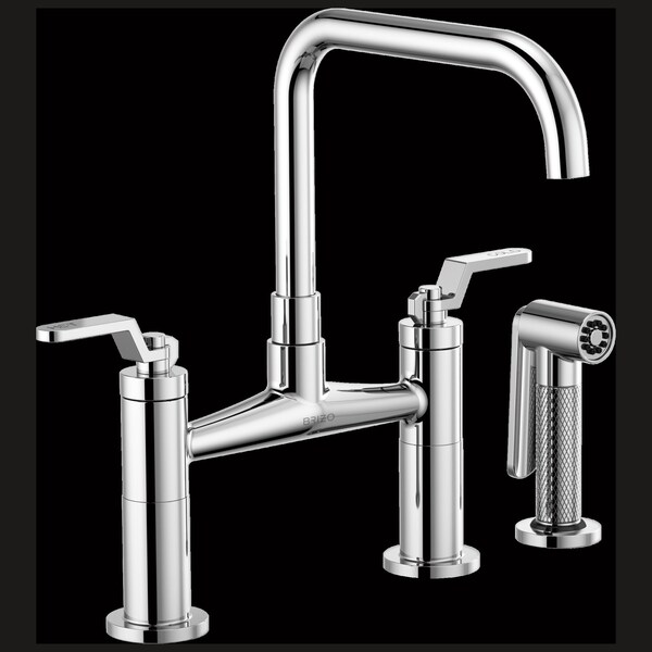 Brizo Litze Bridge Faucet with Square Spout and Industrial Handle